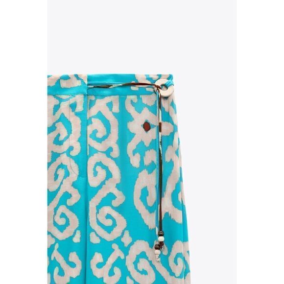 NWT Zara High Waisted Straight Leg Flexible Full Length Printed Trousers, XS - Picture 9 of 15